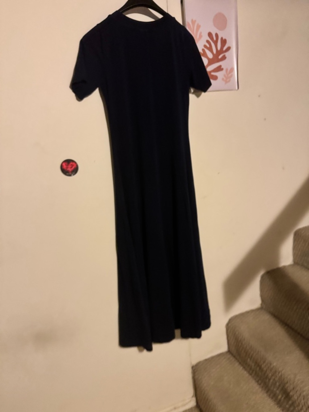 LOFT Navy Short-Sleeve Maxi Dress